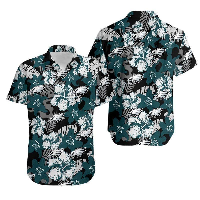 Beach Shirt NFL Philadelphia Eagles Flower Hawaiian 3D Shirt ...