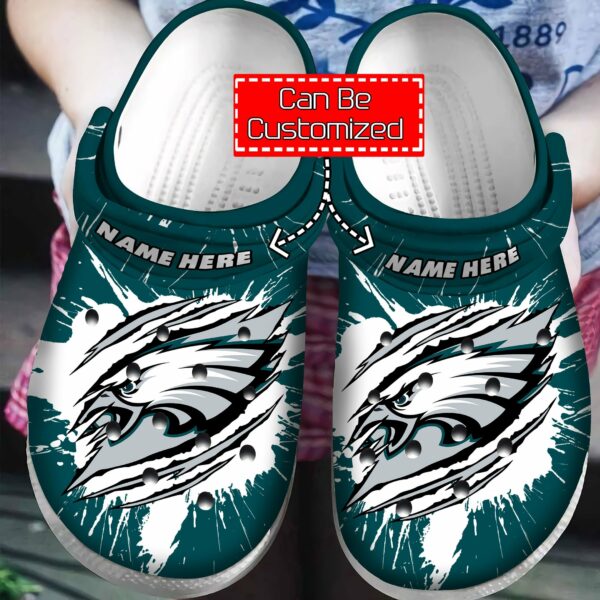 Personalized Philadelphia Eagles Football Ripped Claw Crocs For Men Women -  T-shirts Low Price