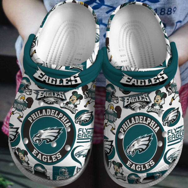 Footwearmerch Philadelphia Eagles NFL Sport Crocs Clogs Shoes Comfortable For Men Women and Kids